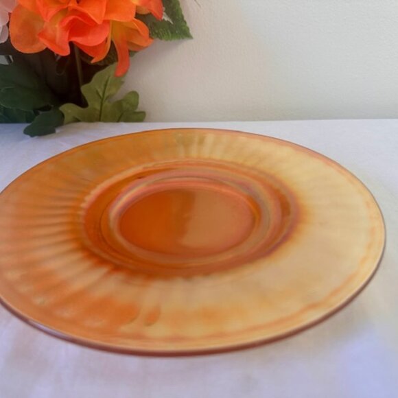 Vintage Imperial Glass Marigold Carnival Glass Plate Iridescent Orange‎ Gold - Picture 3 of 5